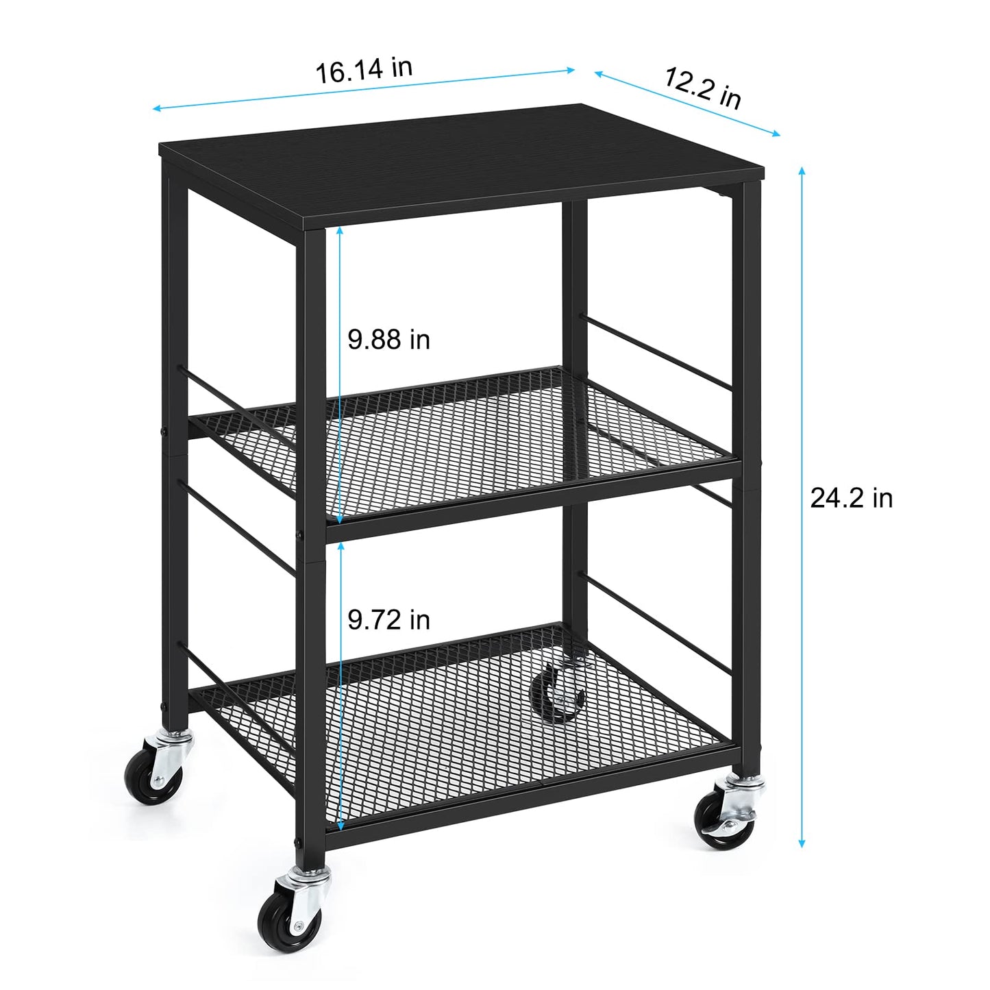 OYEAL Black Night Stand Industrial End Table with Storage Shelf Narrow Side Table for Small Spaces, Farmhouse Bedside Table for Living Room Bedroom, Stable Metal Frame (Black)