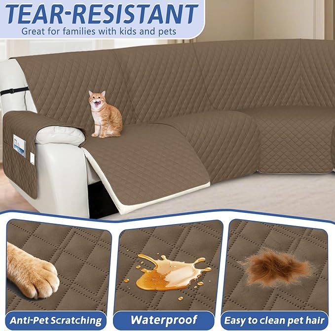 Arfntevss Recliner Sectional Couch Covers 1OO% Waterproof L Shape Sofa Cover
