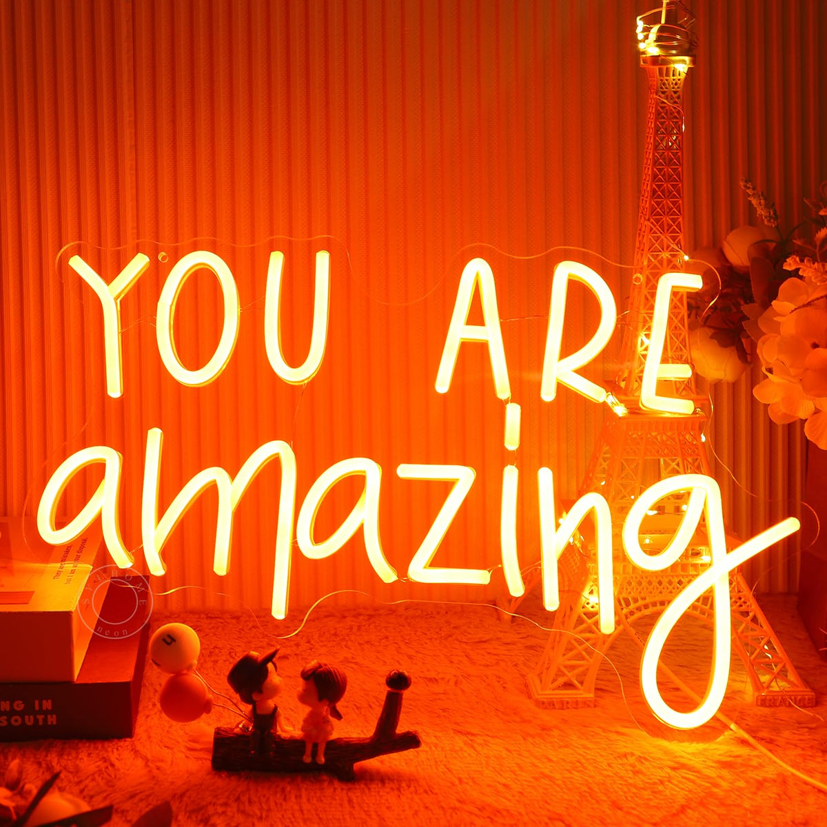 SYLHOME Orange You Are Amazing LED Neon Light Sign 5V Girls Boys Bedroom Living Room Classroom Wall Decor Sign Hanging Smart Birthday Decoration USB 16.9" X 10.6"
