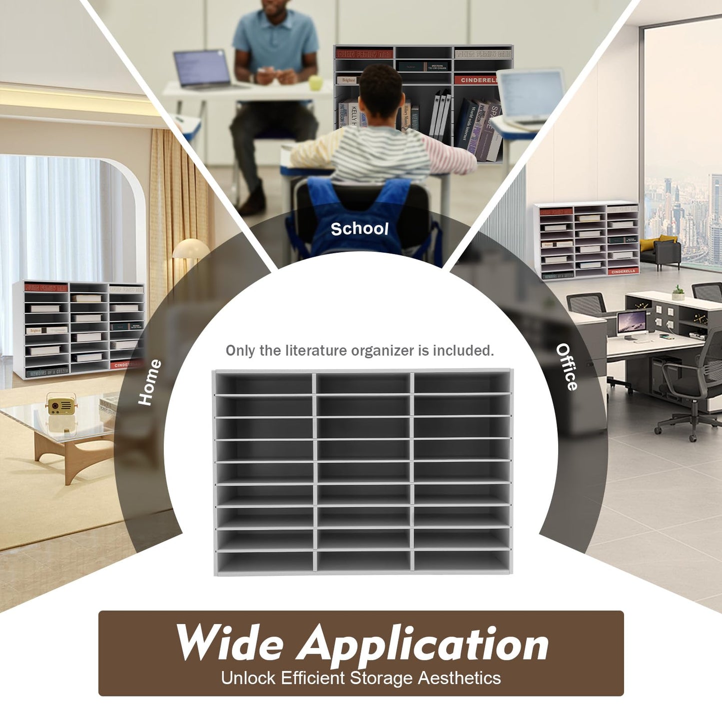 TuBaSaki Literature Organizer 27 Slots Compartments Desktop File Sorter Mail Center Paper Storage Cabinet Home & Office Mailbox School Classroom Keepers