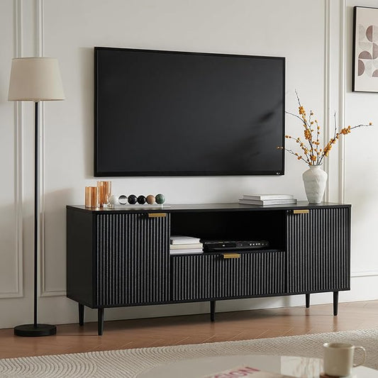 Okvnbjk Black TV Stand for 65 Inch TV, TV Consoles for Living Room, TV Stand
