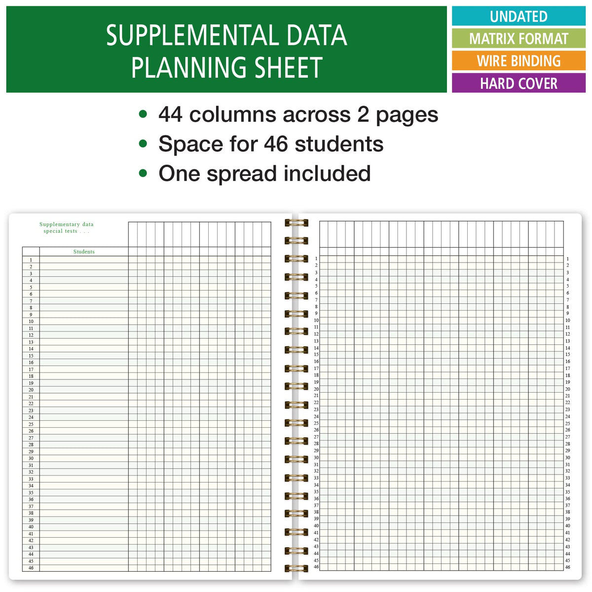 Elan Publishing Company HARDCOVER Combination Plan and Record Book: One efficient 8.5" x 11" Book for Lesson Plans and Grades Combines W101 and R1010 with Bonus Clip-in Bookmark (Teal Floral)
