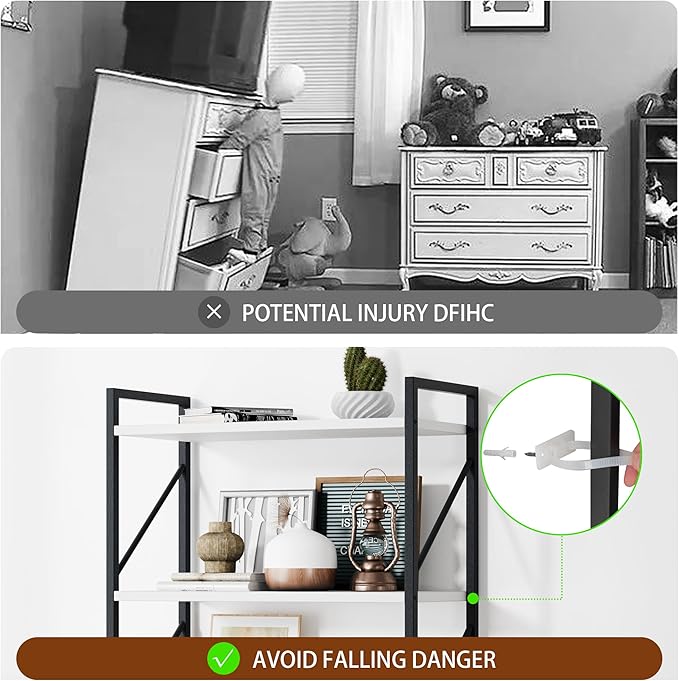 Shintenchi 2-Tier Bookshelf: Tall Industrial Bookcase