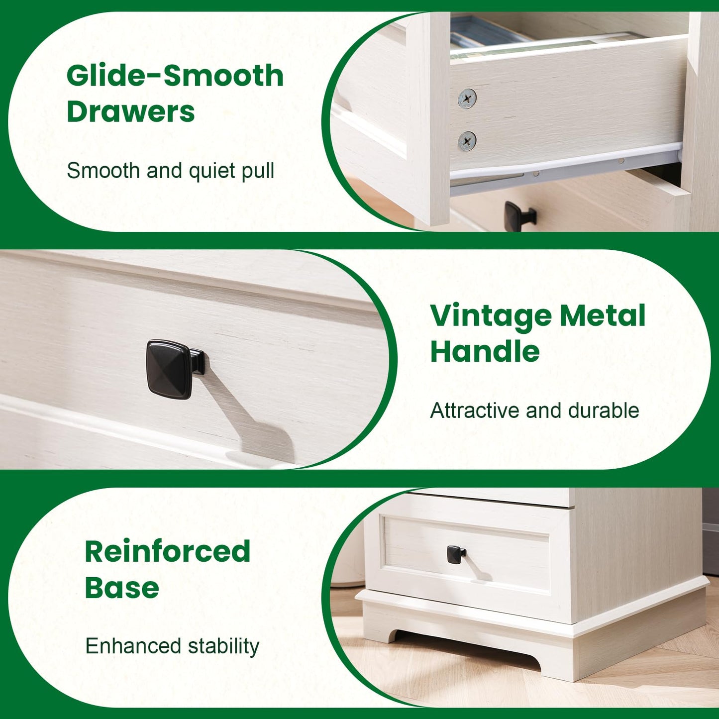 20-Inch Wide Modern Nightstands Set of 2 with Charging Station & Outlets, Bedside Tables with 2 Drawers and Open Shelf, Sleek Design End Tables for Bedroom and Office, White