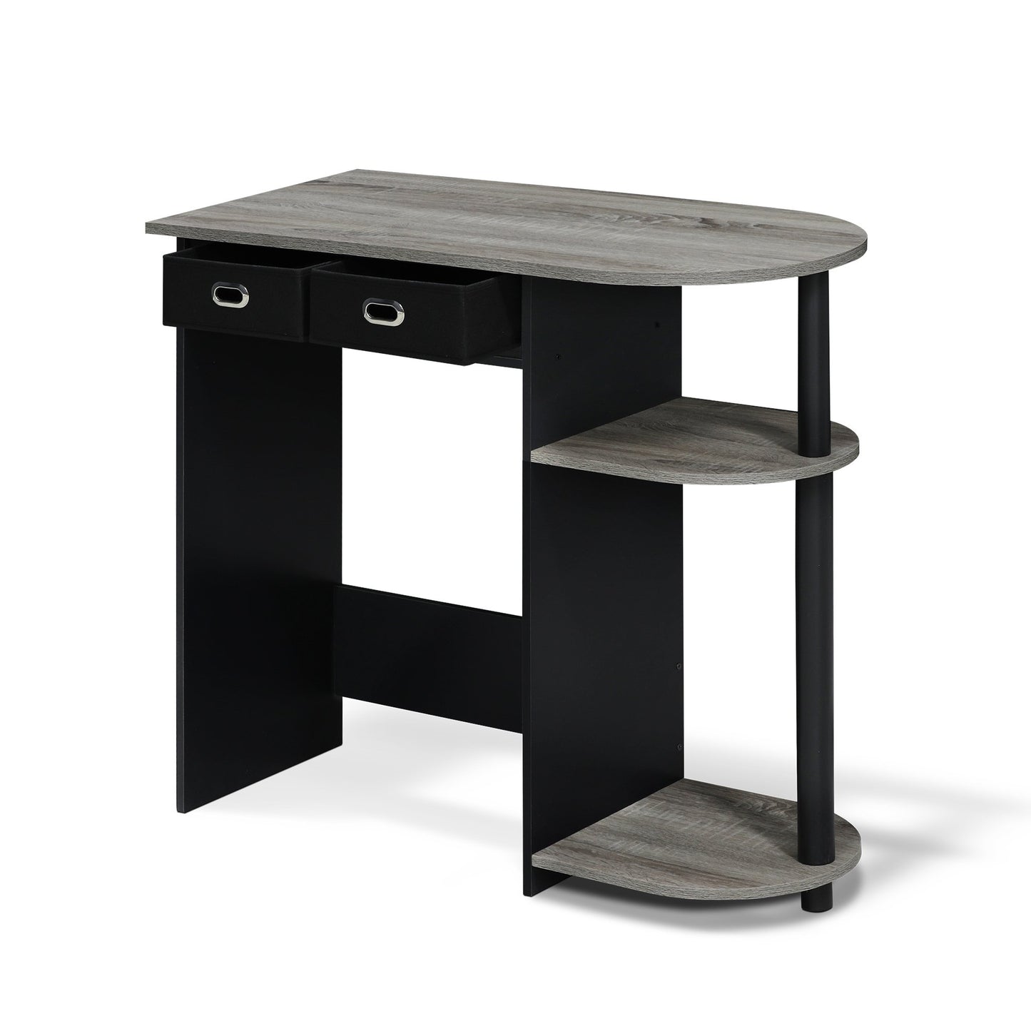 Furinno GO GREEN Desk, 31.5" Wide Gaming Desk with 2 Side Shelves and Storage Bins, Computer Desk, Office Desk for Home Office, Study Room, Dorm, Bedroom, French Oak