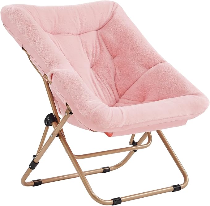 Tiita Comfy Folded Chair, Soft Faux Fur Oversized Folding Accent Chair