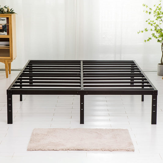 Wulanos Full Size Bed Frame 18 inch Tall, 3500lbs Heavy Duty Metal Platform with Steel Slats Support, No Box Spring Needed, 18-inch Bedframe with Ample Storage, Sturdy and Noise-Free, Black