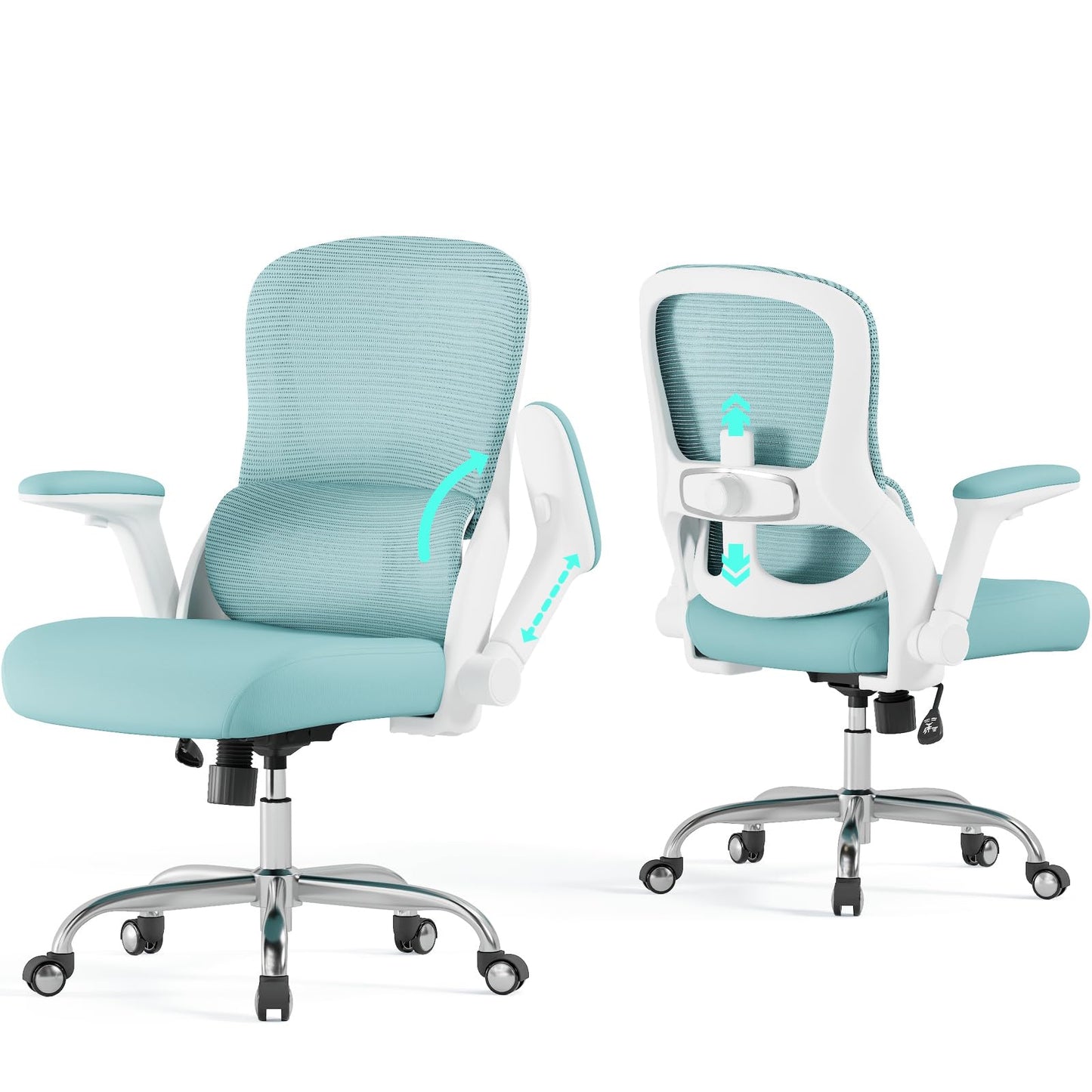 Veratric Office Chair - Ergonomic Desk Chair with Adjustable Lumbar Support, Mesh Computer Chair, Executive Office Chairs for Adults, Wide Seat Office Chair Back Support for Tall Men (Blue)