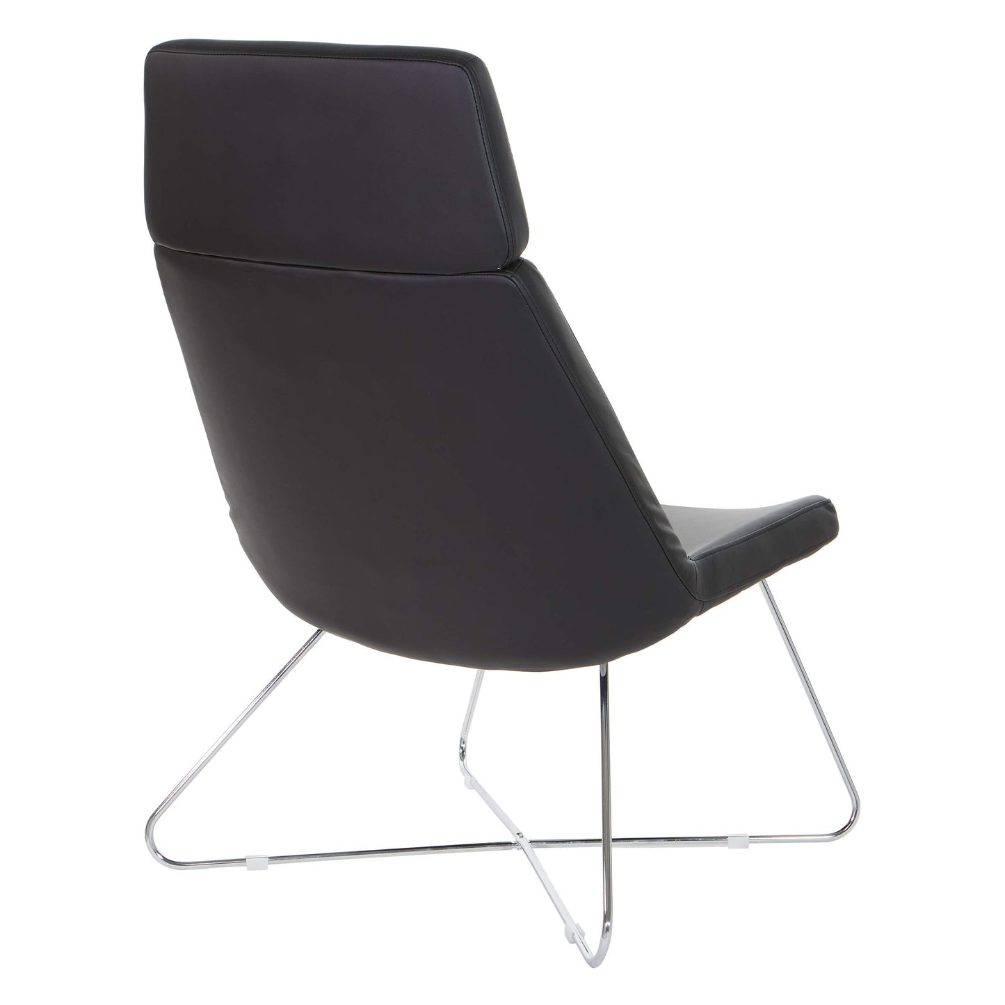 Office Star Geena Modern Scoop Guest Chair with Chrome Finish Sled Base, Black