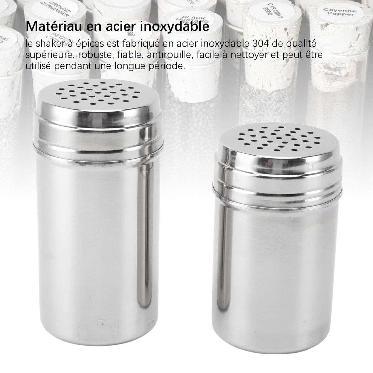 Condiment Shaker, 2PCS 304 Stainless Steel Adjustable Pour Holes Seasoning Dispenser Container Restaurant Organizing Cup for Kitchen Barbecue Camping (Type 2)