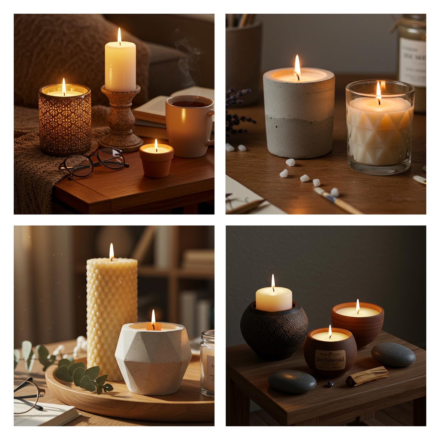 Aubeco 240Pcs 6 Inch Pre Waxed Candle Wick with 240Pcs Wick Stickers and 10Pcs Candle Wick Holders, Bulk Cotton Candle Wicks for Candle Making, Soy Wax