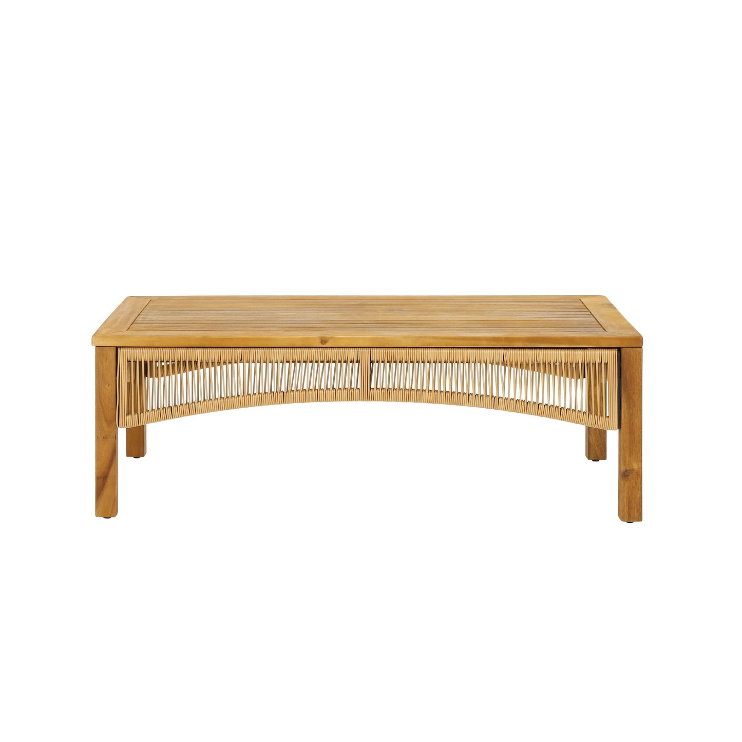 Christopher Knight Home 4 Piece Acacia Wood Patio Furniture Set Outdoor Conversation Set with Coffee Table Deep Seating Cushioned Chairs for Backyard Porch Balcony Beige Cushion & Teak Frame