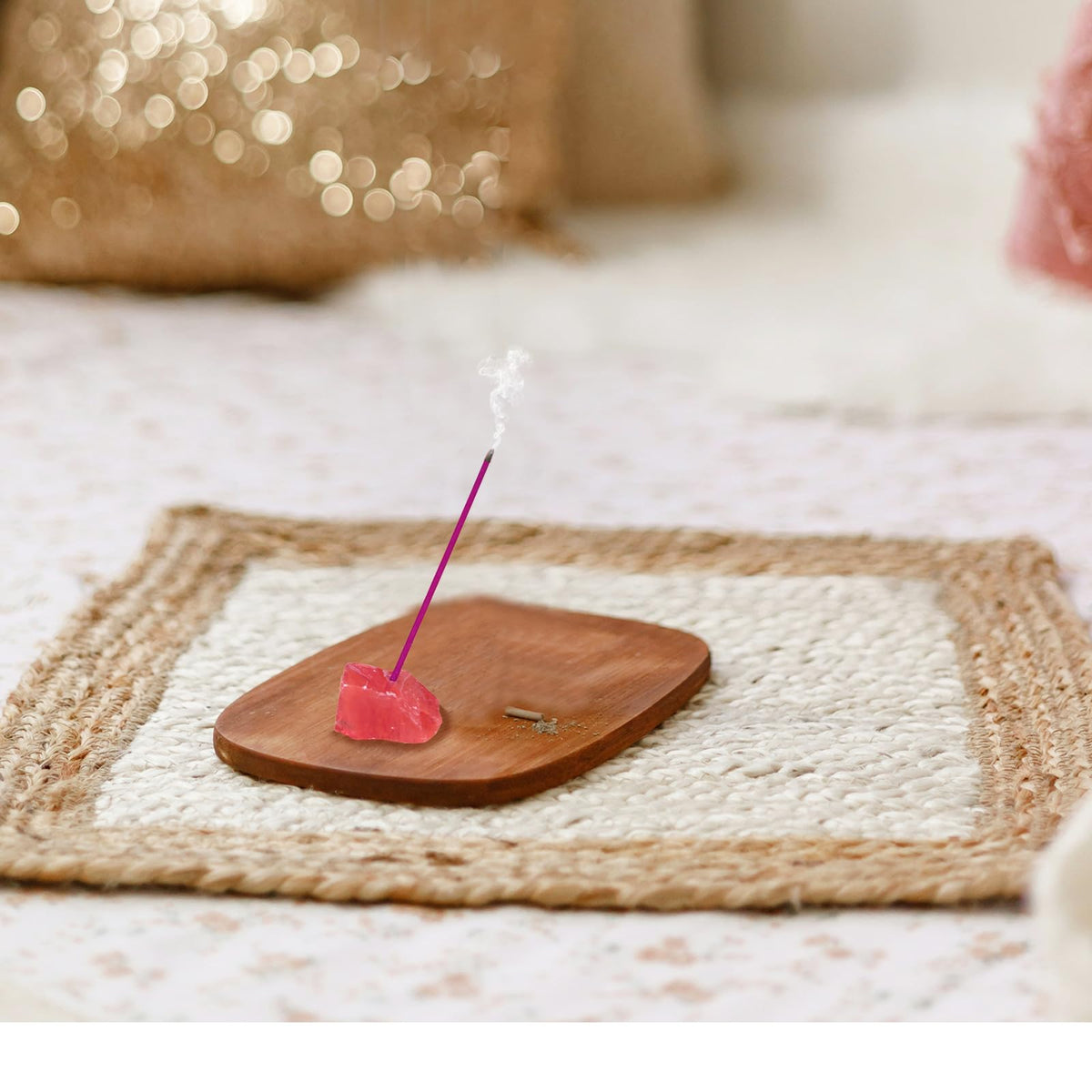 Attract Love & Nurture Self | Incense Sticks Crystal Holder Kit | Rose Quartz Gem Stones with 80 Natural Sticks Palo Santo Incense-Stick | Home,Healing,Reiki,Meditation,Yoga & Relaxation
