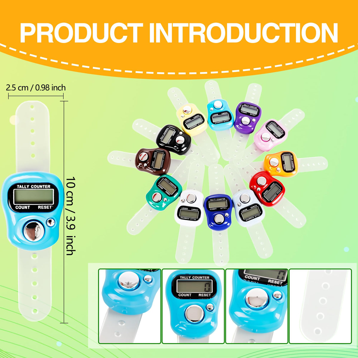 Norcoin 24 Pieces Hand Tally Counter 5 Digital Electronic Finger Counter Clickers Resettable Handheld LCD Digital Display Number Click for Lap Coaching Knitting Lap Fishing Golf and Row