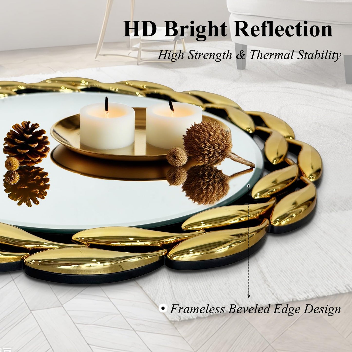 Scoffee 24 Inch Gold Round Wall Mirror Decorative Circle Bathroom Vanity Mirror Wall Mounted Mirrors for Living Room Bedroom Entryway