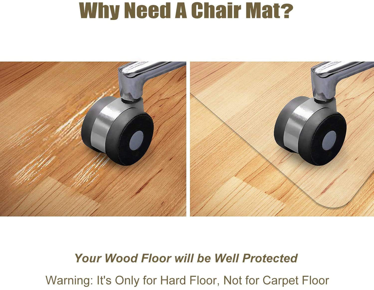 Azadx Office Chair Mat for Hardwood Floor 30 x 48'', Small Chair Mats Clear Easy Glide on Hard Floors, Rolling Chair Mat Plastic Mat Under Desk Chair, 2PCS