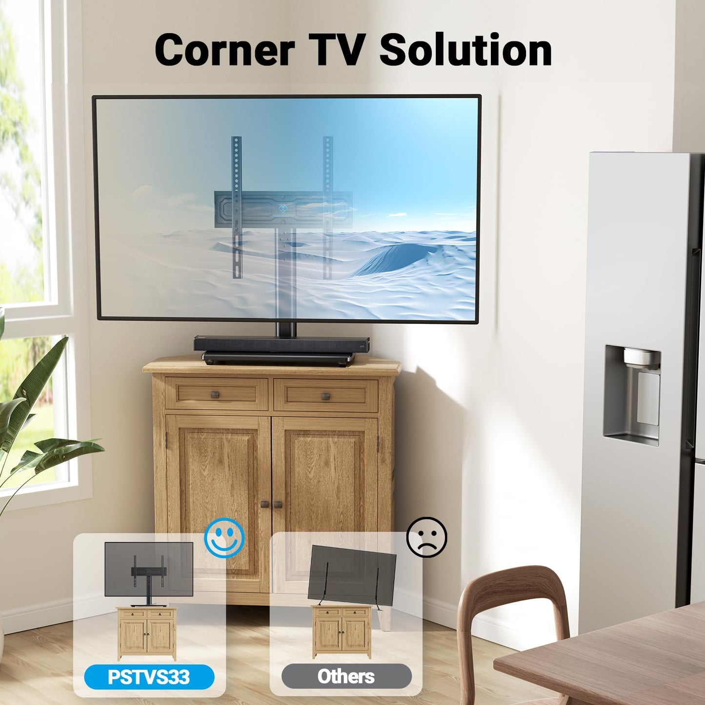 PERLESMITH Universal Swivel TV Stand for 24-60 inch TVs up to 99 lbs, 12 Height Adjustable Table Top TV Stand, TV Base Stand with Tempered Glass Base, Max VESA 400x400mm, PSTVS33