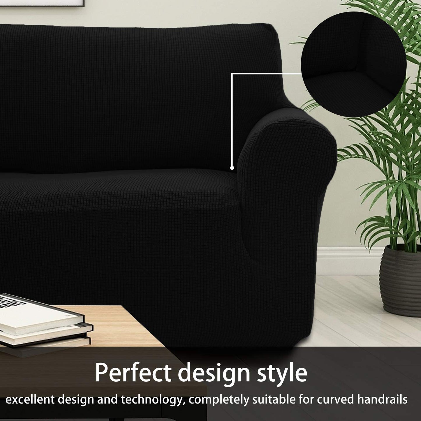 Sapphire Home 2-Piece Sofa and Loveseat Slipcovers, Couch and Loveseat Covers Set, Form fit Stretch, Wrinkle Free, Furniture Protector, Premium Brushed Sofa Covers for Living Room (Black)