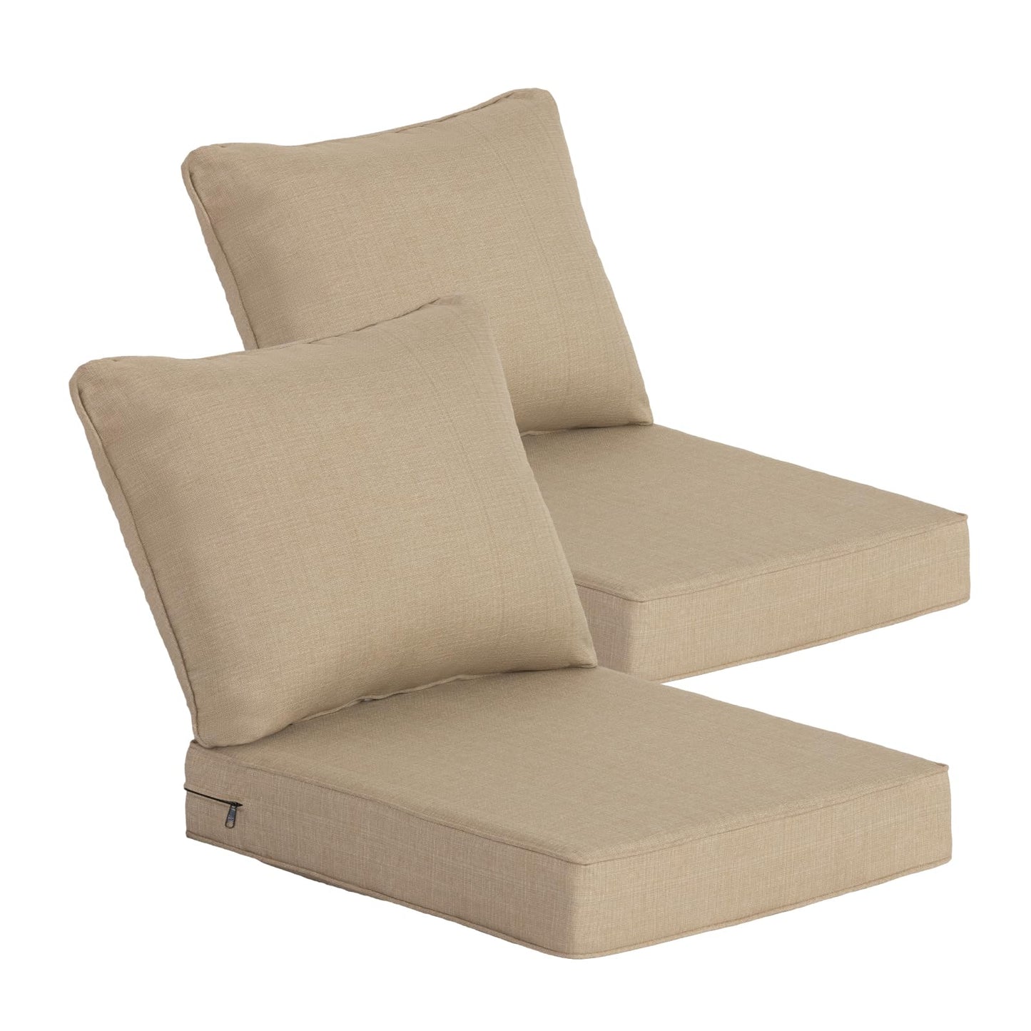 Goodgoods 24 x 28 Outdoor Patio Deep Seat Cushions 2-Pack, 1000+ Hours Fade-Resistant & Water-Resistant Outdoor Furniture Chair Cushions with 30D High-Resilience Foam for Sofa Chair, Toffee