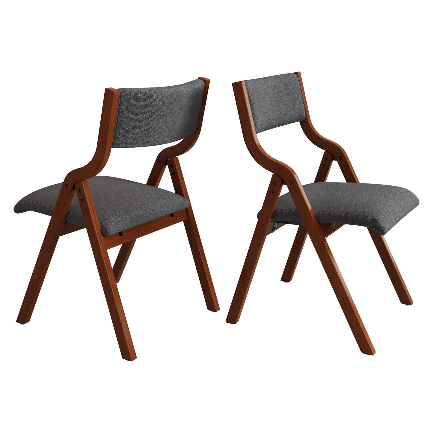Ball & Cast Folding Dining Chairs Set of 2,Portable Kitchen Chairs with Padded Cushions,Ergonomical Design,Foldable Wood Dining Chairs for Dining Room,Restaurant,Kitchen,Office,Indoor,Dark Grey+Cherry