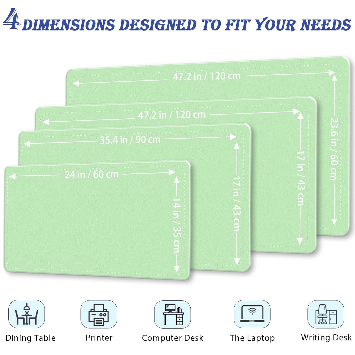 METEOROCK Non-Slip Desk Pad, 24" x 14" Large Mouse Pad, PU Leather Desk Mat with Suede, Laptop Desk Pad, Waterproof Keyboard Pad, Desk Blotter for Office/Home/Decor (Light Green)