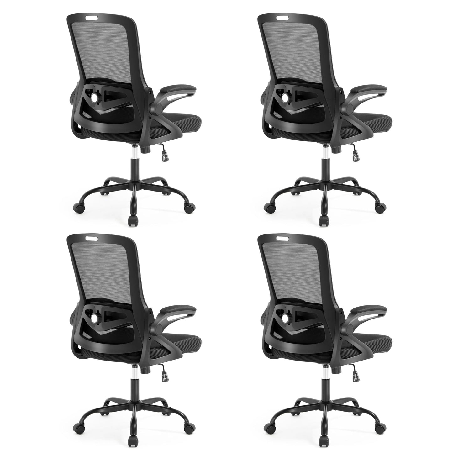 Nexthro Ergonomic Office Chair, Desk Chair with Adjustable Lumbar Support, Breathable Mesh Comfy Computer Chairs with Flip-up Armrests Executive Task Chair for Adults Home Office (4Pcs)