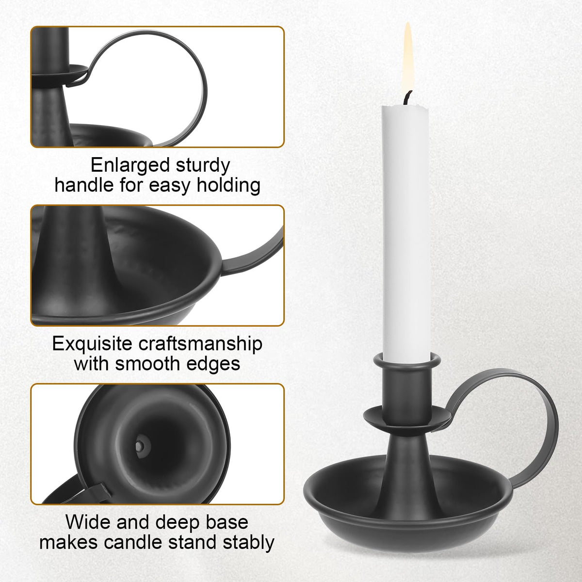 Mofunci Retro Black Candlestick Holders, Iron Taper Candle Holders Set of 2, Candle Sticks Holder Decor for Wedding Party Home Table Mantel