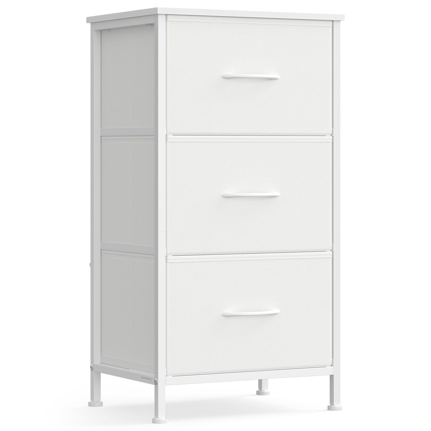 SONGMICS Dresser for Bedroom, Chest of Drawers, Steel, MDF, 3 Non-Woven Fabric Drawers, Storage Organizer Unit, Closet, Entryway, Cloud White and Snow White ULGS313W01S