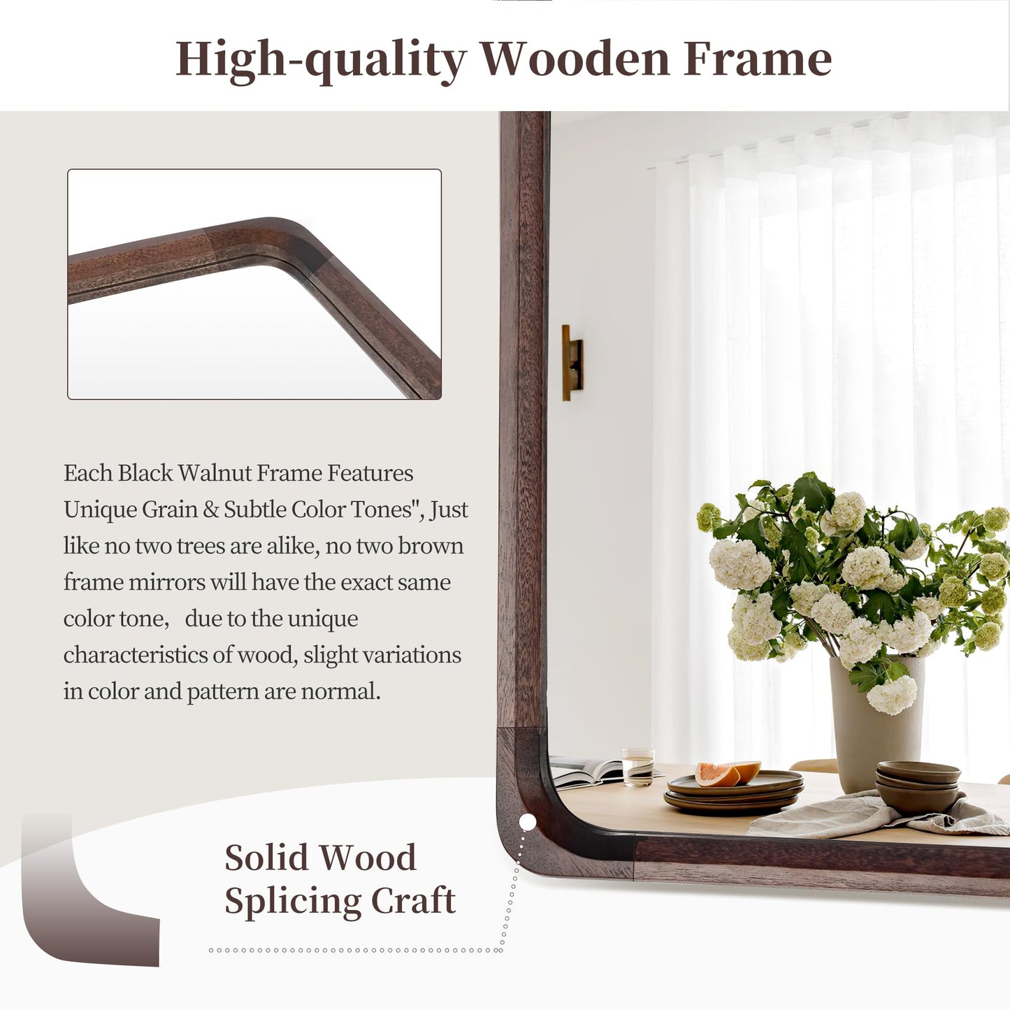 Wood Bathroom Mirror 30 x 36 Inch for Wall Decor