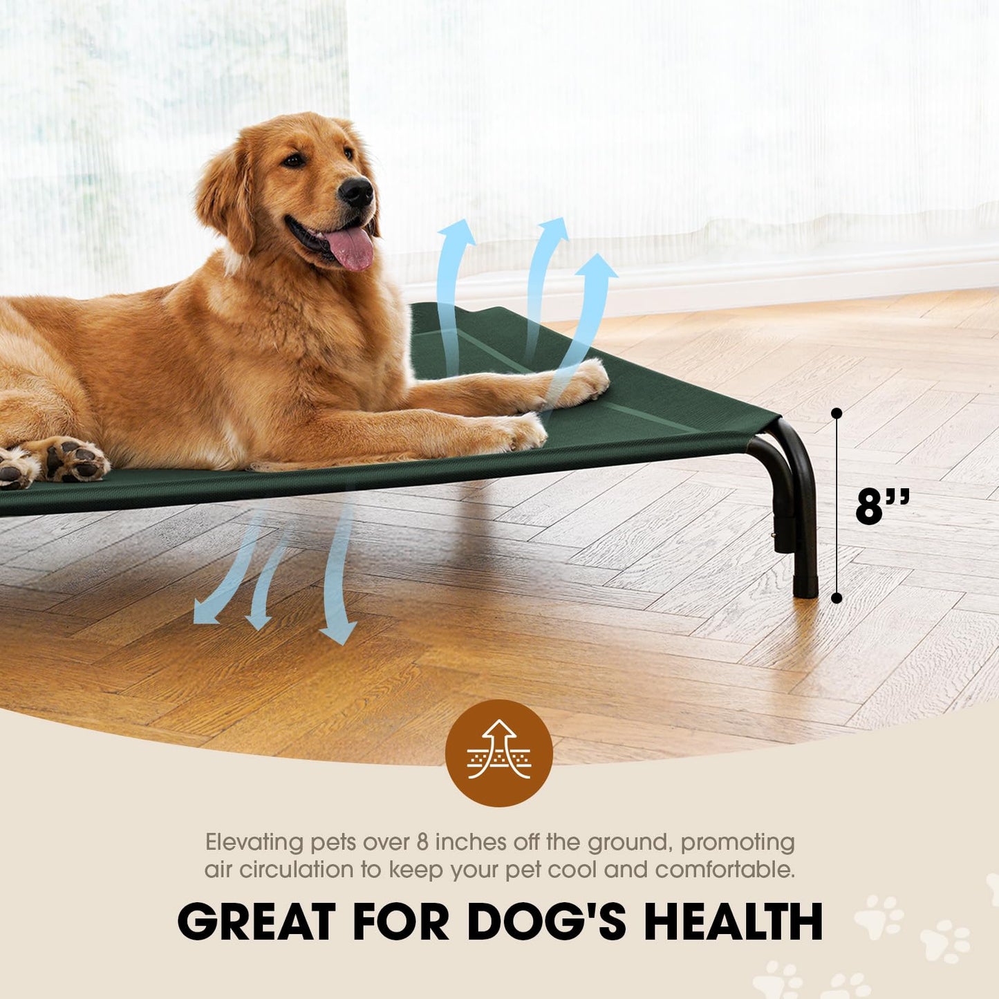 Czpalo Elevated Dog Bed, Raised Outdoor Pet Bed for Large Sized Dog, Portable Cooling Pet Cot with Breathable & Washable Mesh, Indoor & Outdoor Pet Hammock with Skid-Resistant Feet.