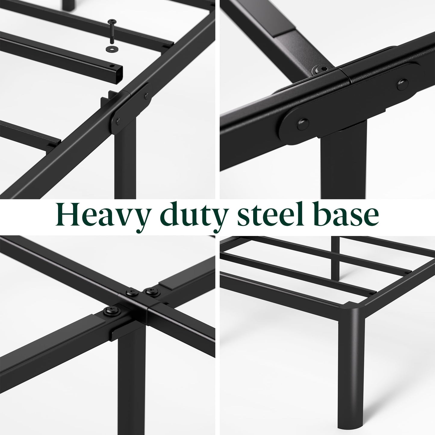 Zinus Van 16 Inch Full Metal Platform Bed, Steel Slat Support, No Box Spring Needed, Eco Friendly WonderBox Packaging, Easy Assembly, Black