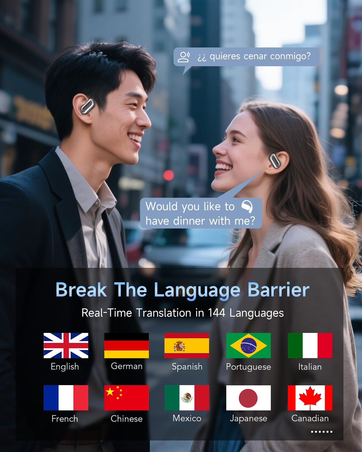 Faxoimu AI Translation Earbuds Real Time, 3-in-1 Translator Earbuds, 80H Playtime Translating Device, 144 Language Translator Earbuds for iPhone and Android, for Travel/Business/Meeting/Learning
