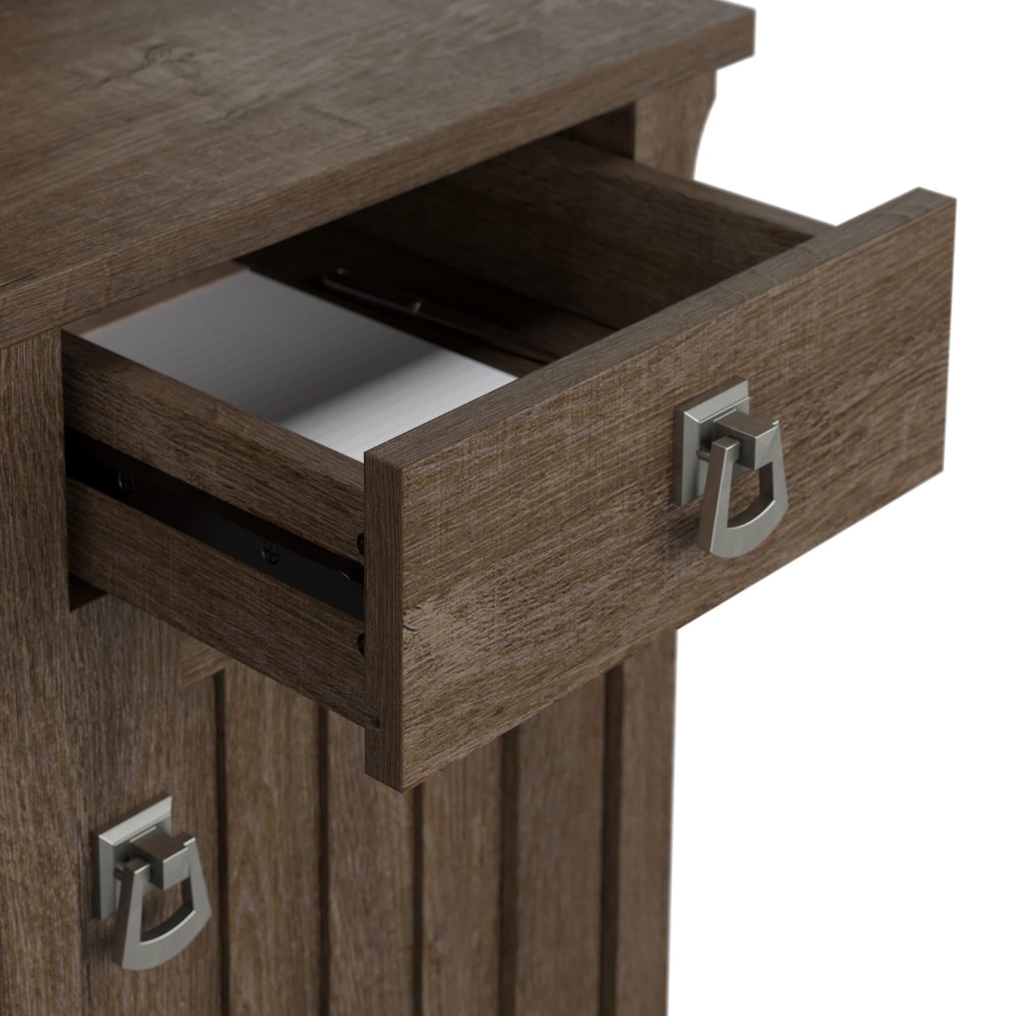Bush Furniture Salinas L Shaped Desk with Hutch in Ash Brown, Corner Table with Drawers and Storage for Home Office