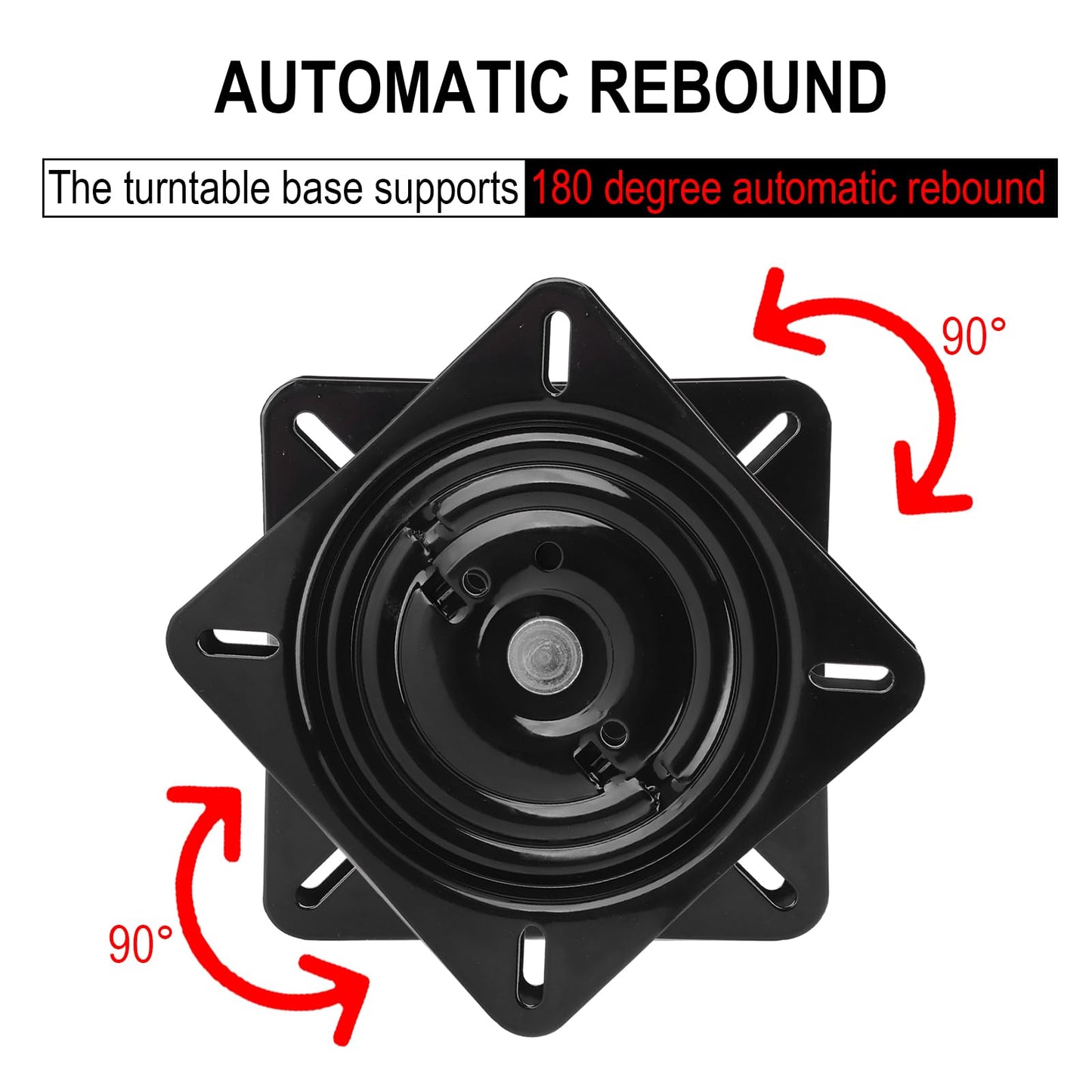 CHEOTIME 7 inch Bar Stool Swivel Plate, 360° Square Rotating Swivel Plate Chair Turntable Base Automatic Rebound Stool Rotating Base Turntable Hardwares for Home Bar Office