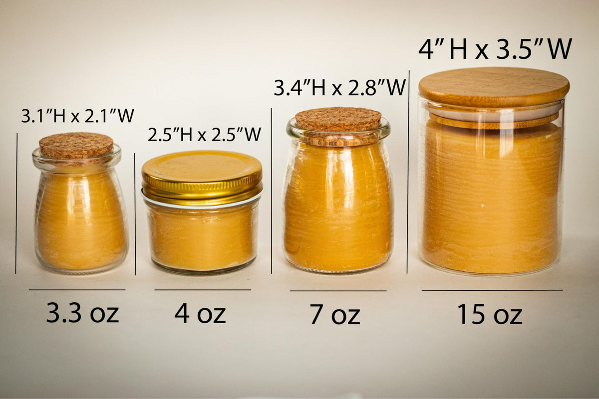 BeeTheLight Beeswax Jar Candle - 100% Pure USA Bees Wax in Glass Container - All Natural Light Honey Scent