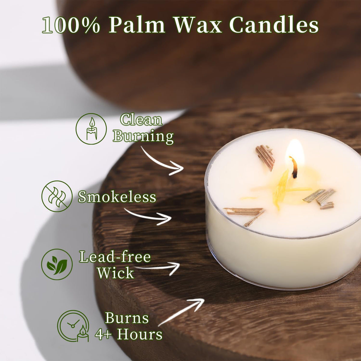 Citronella Tea Light Candles Outdoor, 48 Pack- Extended 4-5h Clear Cup Scented Tealight Candles with Handmade Floral Surface, 100% Natural Palm Wax Tealights Smokeless for Patio, Summer, Indoor