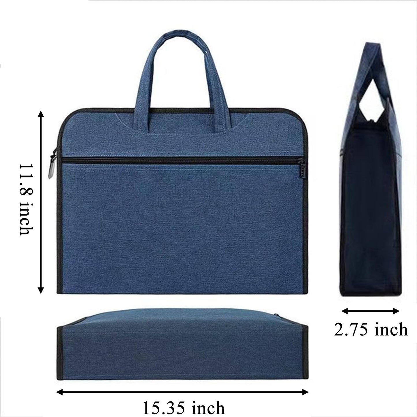 Oxford Zipper Document Bag Portable Document Pouch File Holder Bag for Carry Case Paper Books Laptop Files Carrier (Blue)