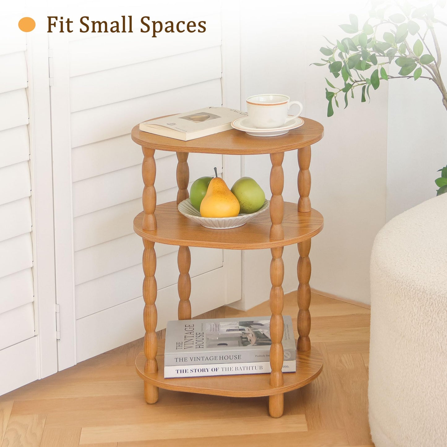 MaxSmeo End Table, Small Side Table for Small Spaces, Modern Oval Night Stand Accent Table for Living Room, Bedroom, Brown