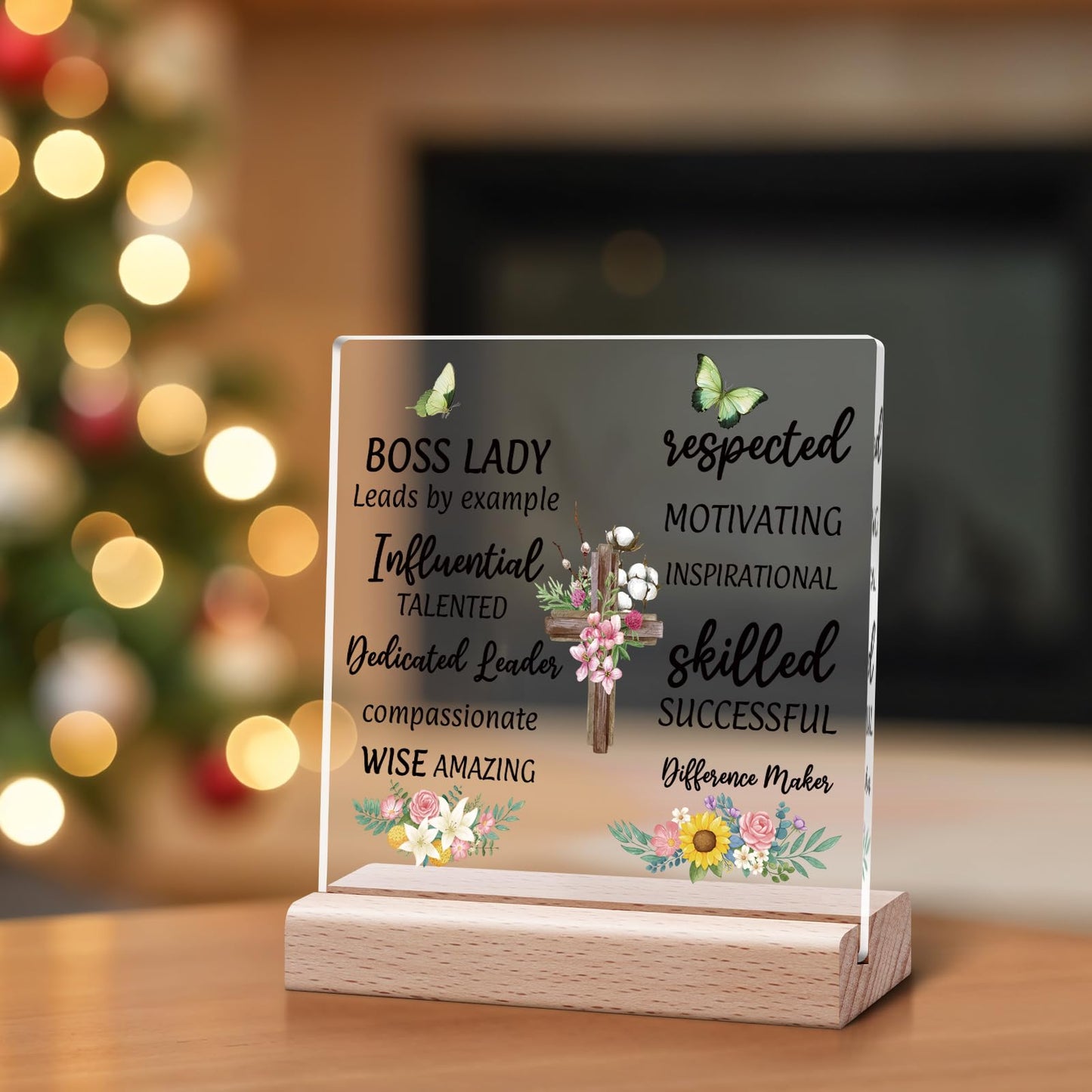 Office Desk Sign Boss Lady Gifts for Women Boss Gift for Women Clear Desk Decorative Sign Office Appreciation Keepsake for Leader Thank You Farewell Retirement Desks Decor Acrylic Signs
