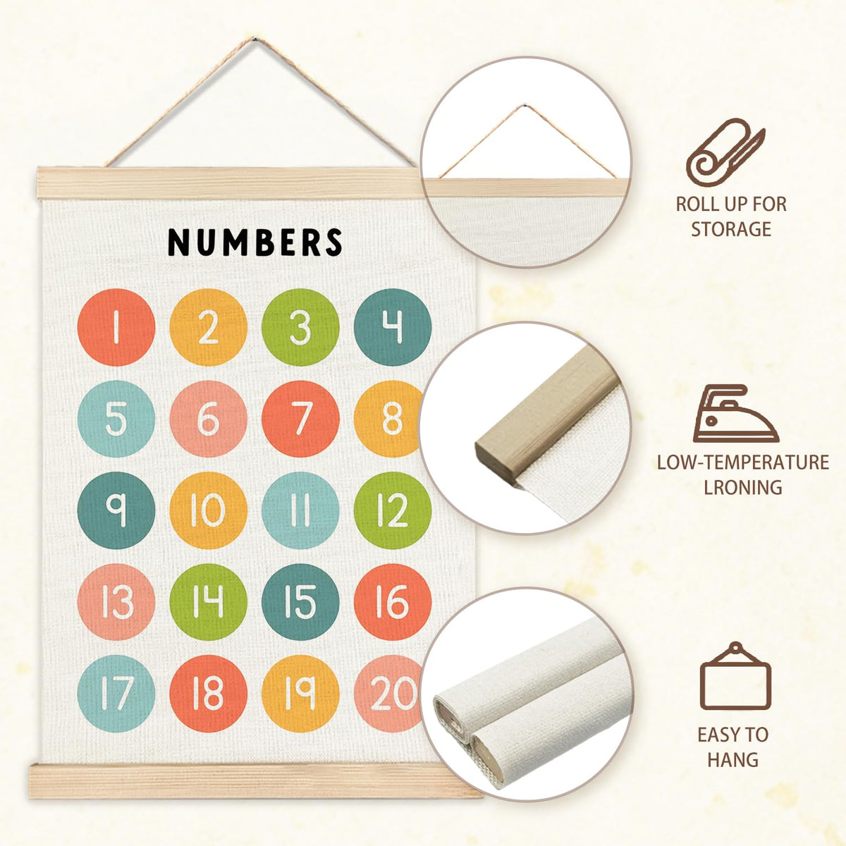 IAFQWDS Numbers and Alphabet Classroom Wall Art Hanging Poster Framed, ABC Letters Numbers 1-20 Educational Wall Decor Prints for Toddler Kids Preschool Kindergarten Homeschool, 12x16 Inch Set of 2