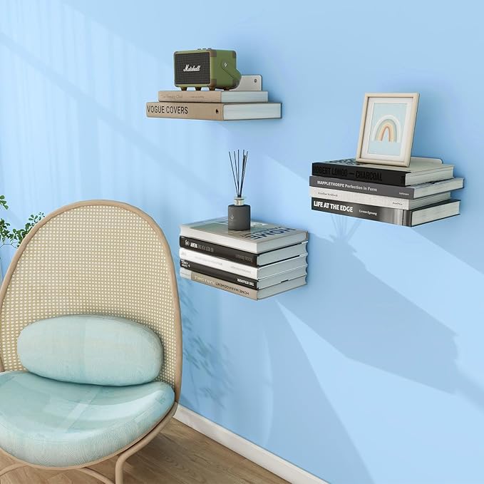 FENTEC Floating Book Shelves for Wall, Wall Mounted Invisible Floating Bookshelf