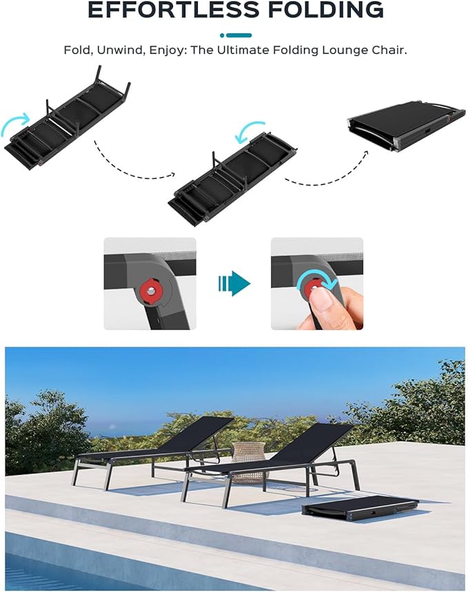 Patio Chaise Lounge Chair, Foldable Lounge Chair