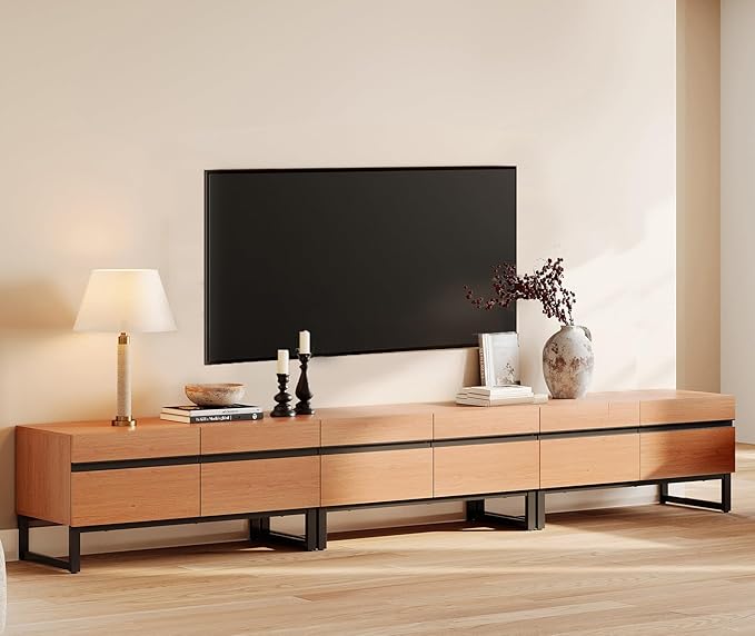 WAMPAT Modern TV Stand for 32-110 Inch TVs, Wood Entertainment Center