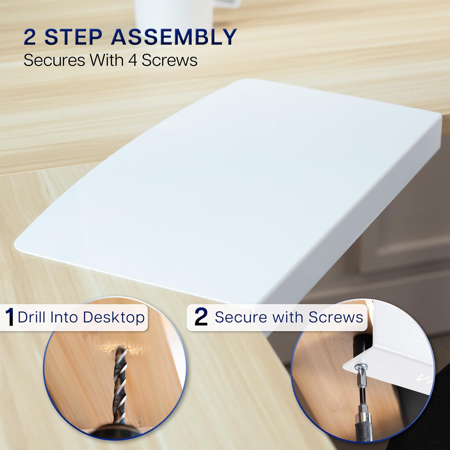 VIVO 17 inch Corner Desk Connector Sleeve for Keyboard Tray Mount on L-Shaped Workstation, Home Office, White, DESK-AC07SW