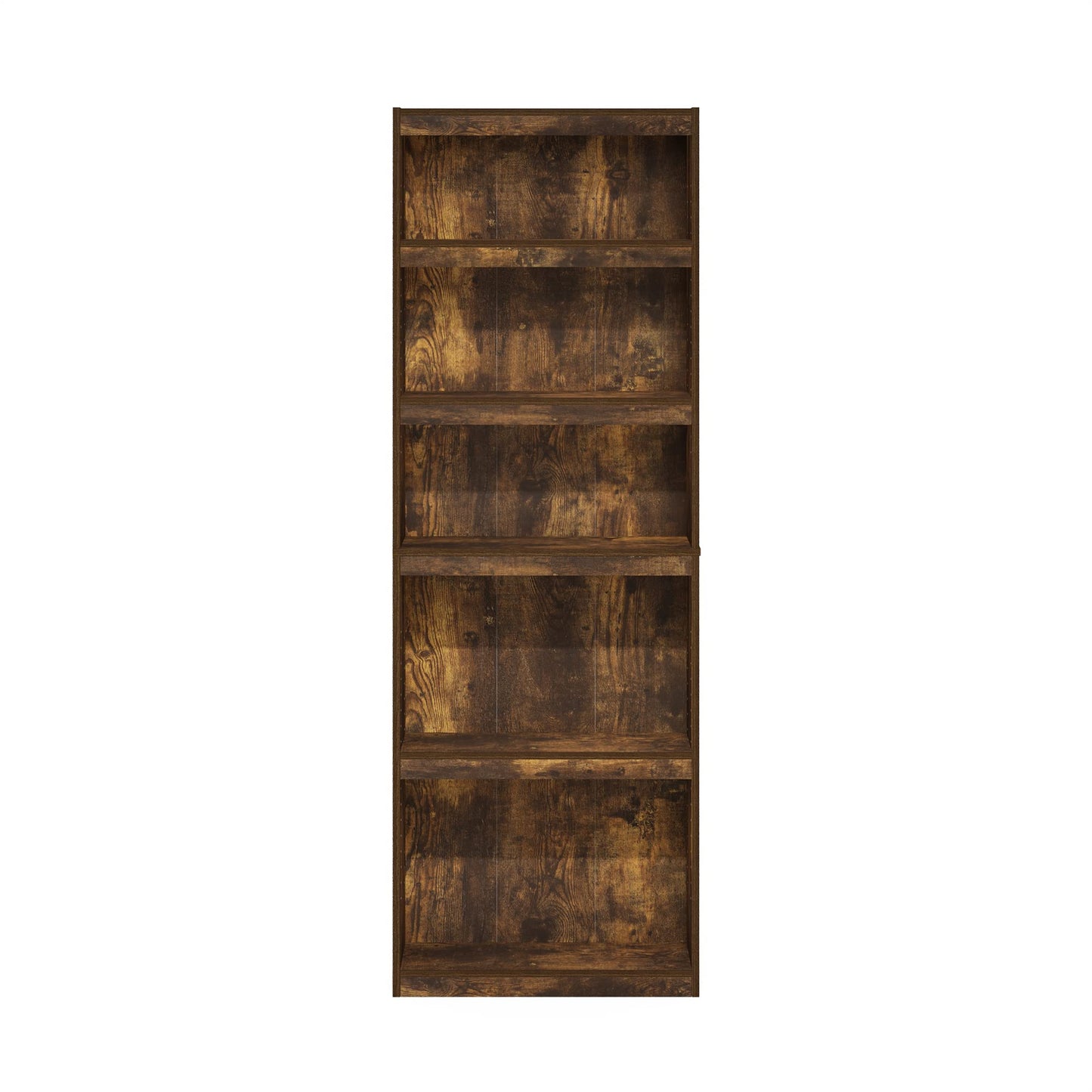 Furinno Jaya Book Shelf, 5-Tier Bookshelf, Bookcase, with Adjustable Shelves, 9.5" x 24.5" x 71.1", for Organization and Storage, for Home Office, Living Room, Amber Oak