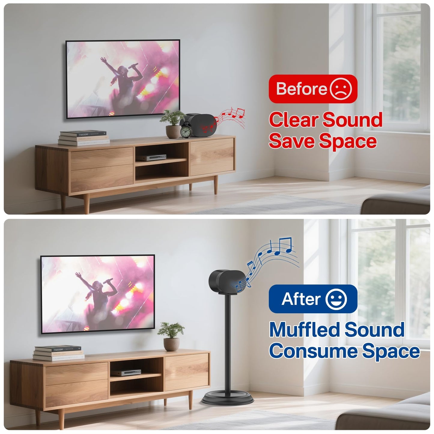 Heavy-Duty Speaker Stand for Sonos Era 300 Stand Pair with Cable Management - Floor Speaker Stands for Sonos Era 300 Speaker Stand Black for Secure and Easy Mounting