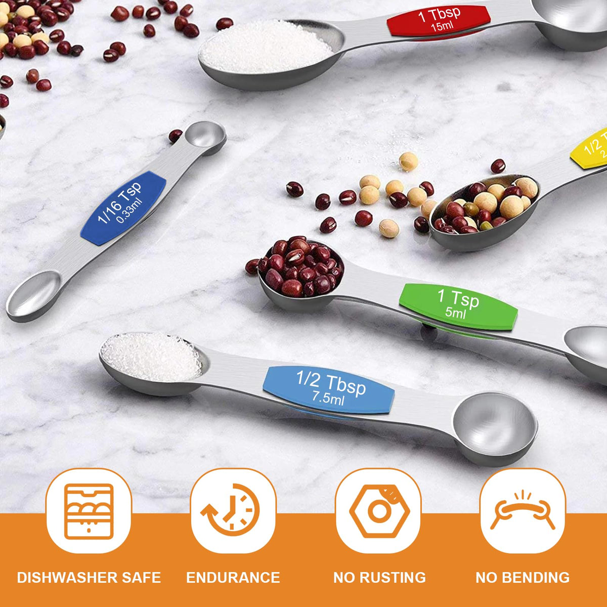 Wildone Stainless Steel Magnetic Measuring Spoons with Strong Magnets, 14pc