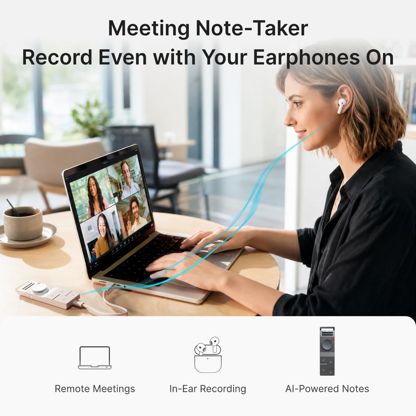 HiDock P1 AI Voice Recorder Work with Bluetooth Earbuds: BlueCatch Tech Smart Voice Recorder with Playback AI Transcriber Summarize for Lectures Meeting Notes Voice Activated Recorder 64GB(Star White)