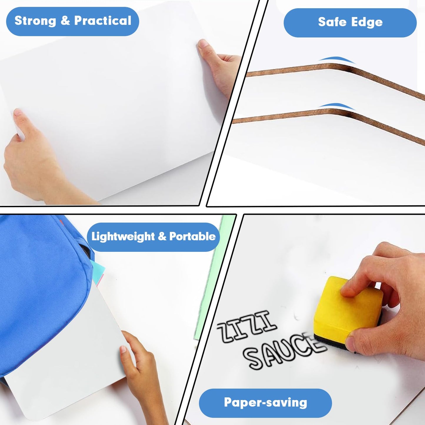 Dry Erase Lapboards, HERKKA 8 Pack Double Sided Small Dry Erase Whiteboards 9 x 12.5 Inch with 8 Erasers, Small Dry Erase Boards for Classroom Teacher Supplies, Personal White Boards for Students