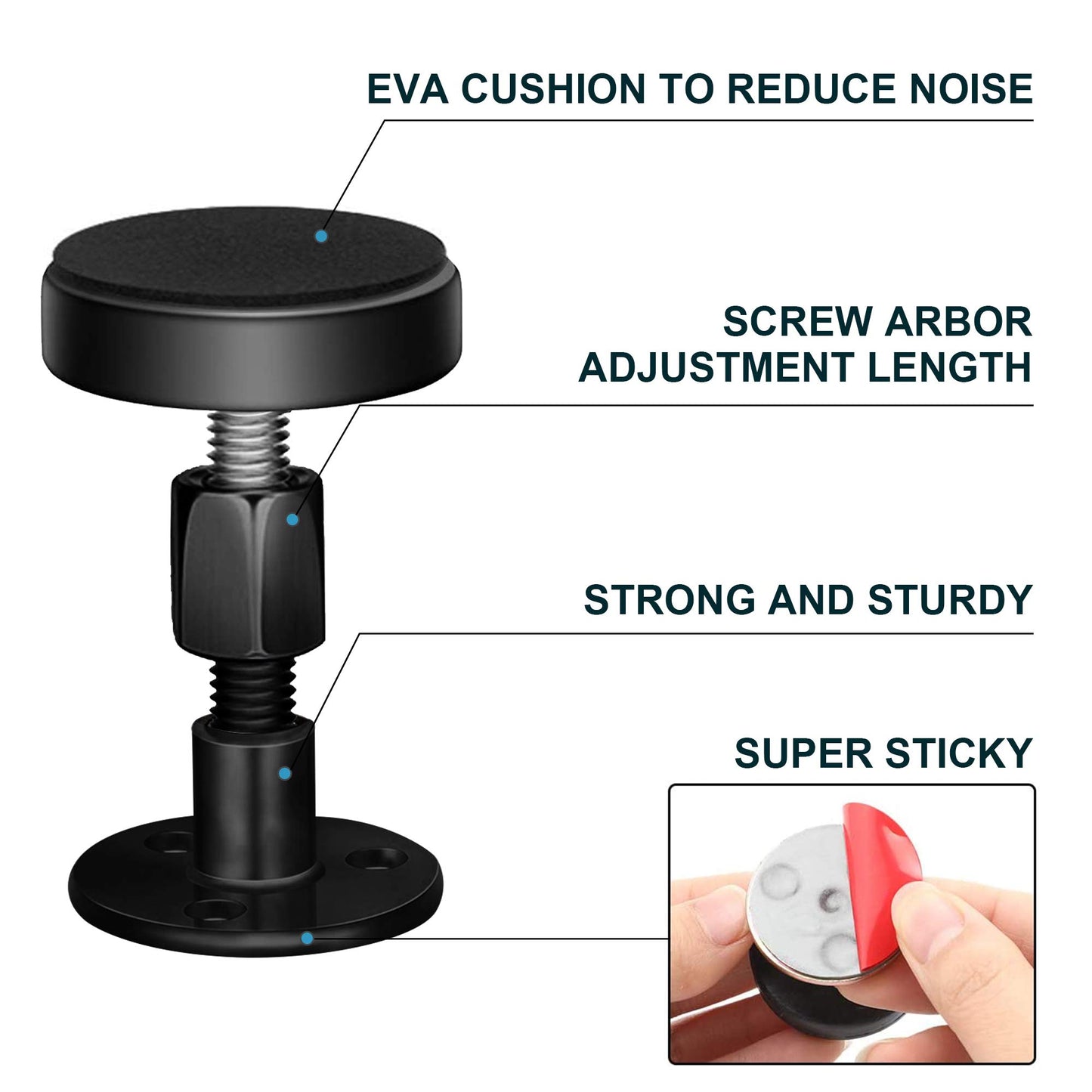 Neatbuddy 2PCS Black Adjustable Bed Frame Anti-Shake Tool, Headboard Stoppers with Free Furniture Pads and Screws, No More Creaking, Protect The Wall from Banging, Easy to Install (1.1-2.5in)